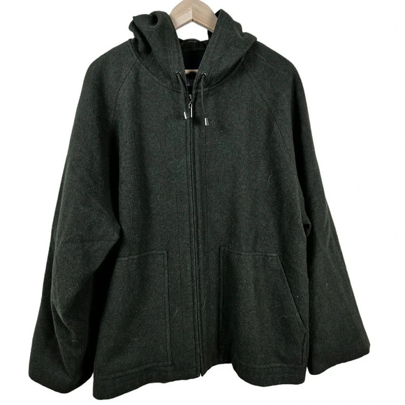 Venezia • Green Wool Blend Hooded Coat - Picture 1 of 6